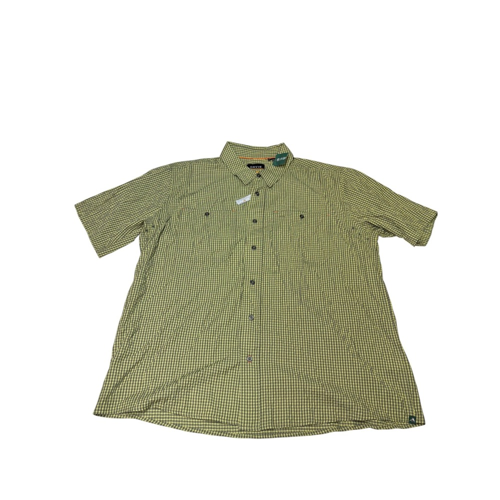 NWT Orvis Clearwater SS Shirt Mens XL Olive Yellow Check Active Fit 3KL8 2154